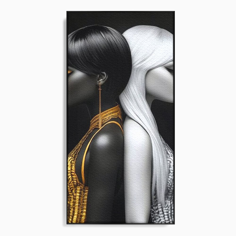 Tablou canvas cu tablou canvas cu doua fete in contrast, in rama de aluminiu negru